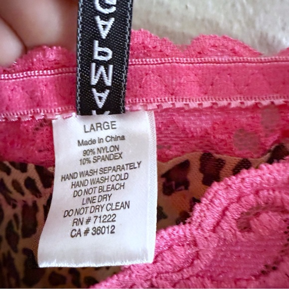 SOLD Y2K Rampage Leopard Print Mesh Cami Top With Pink Lace Trim Size L - Picture 4 of 5